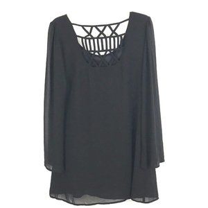 Wet Seal Lattice Back Little Black Shift Dress Size M